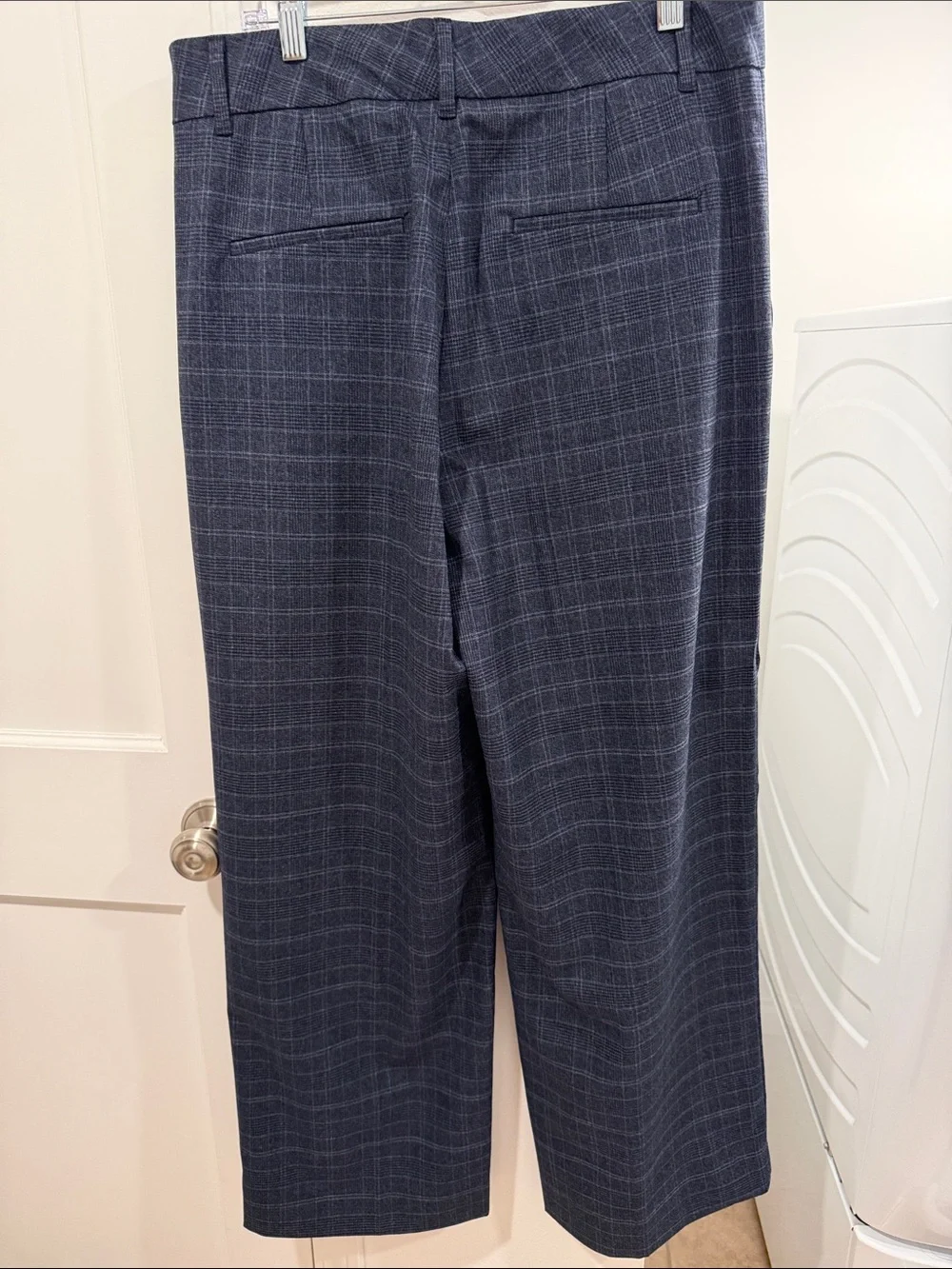 Banana Republic Women's Navy Plaid Wide-Leg Suit Pants